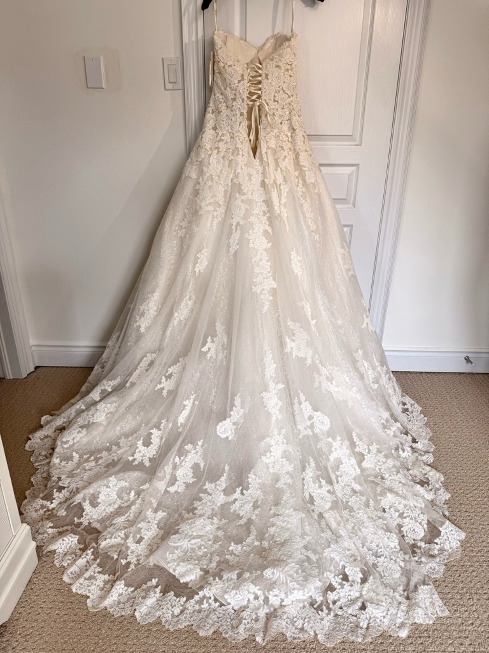 Sophia Tolli French Ivory Lace Strapless Wedding Dress